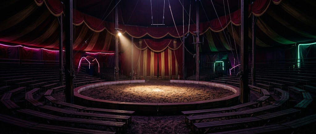 The big top: an empty centre ring under a single spotlight